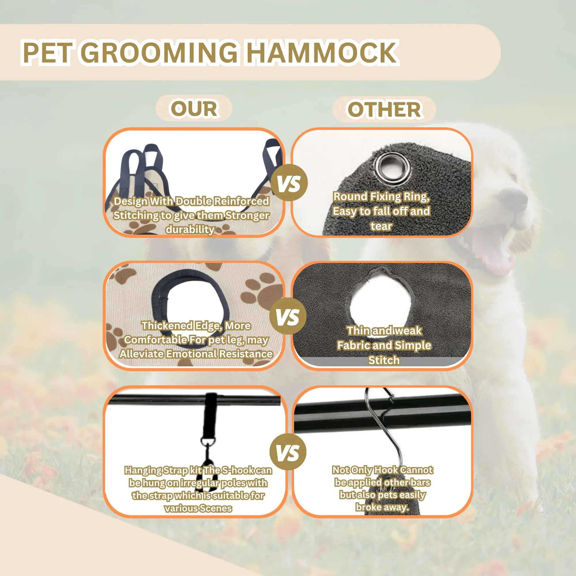 11-in-1 Pet Grooming Hammock Sling with Hook - Complete Helper Set for Cat and Dog Nail Trimming, Harness for Clipping