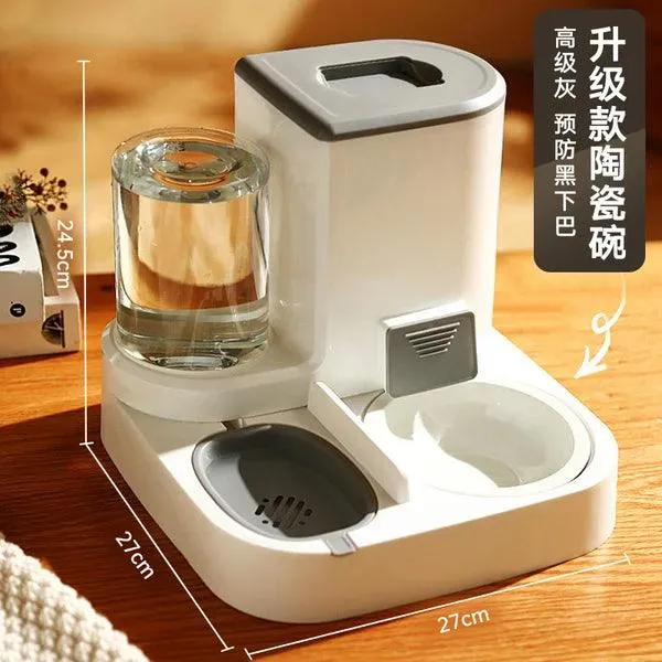 2-in-1 Automatic Pet Feeder, Automatic Water (1.3L) And Food (2.3L) Cat Food and Water Bowl Set, Automatic Cat Feeder for Dogs, All-in Pet Feeder for Small to Medium Dogs