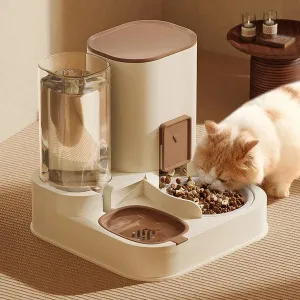 2-in-1 Automatic Pet Feeder, Automatic Water (1.3L) And Food (2.3L) Cat Food and Water Bowl Set, Automatic Cat Feeder for Dogs, All-in Pet Feeder for Small to Medium Dogs