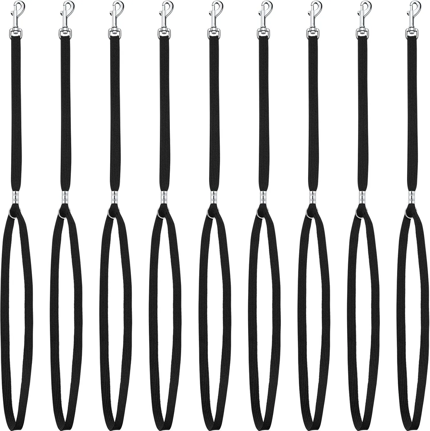9 Pieces Pet Grooming Loops Nylon Restraint Noose Adjustable Fixed Dog Cat Safety Rope for Pet Grooming Table Bathtub (Black)