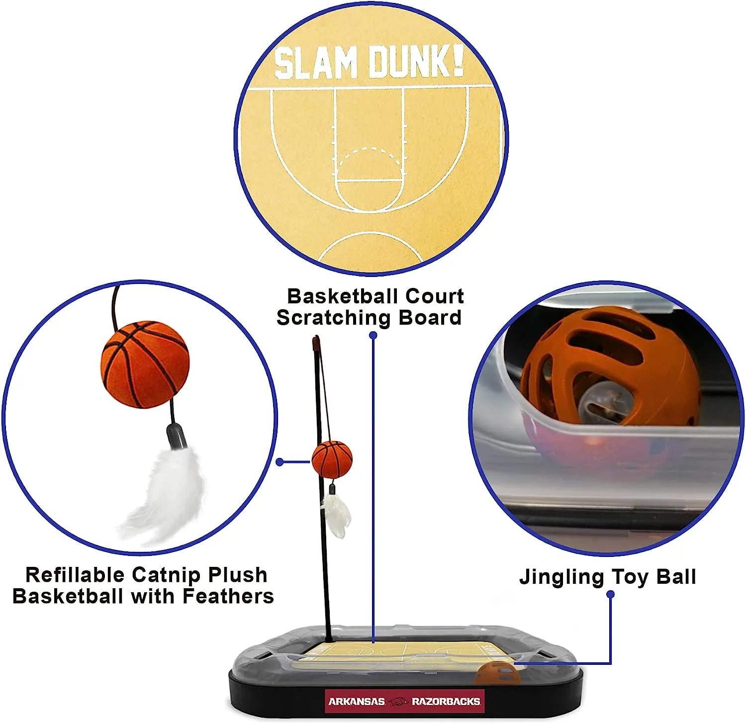 AR Razorbacks Basketball Cat Scratcher Toy
