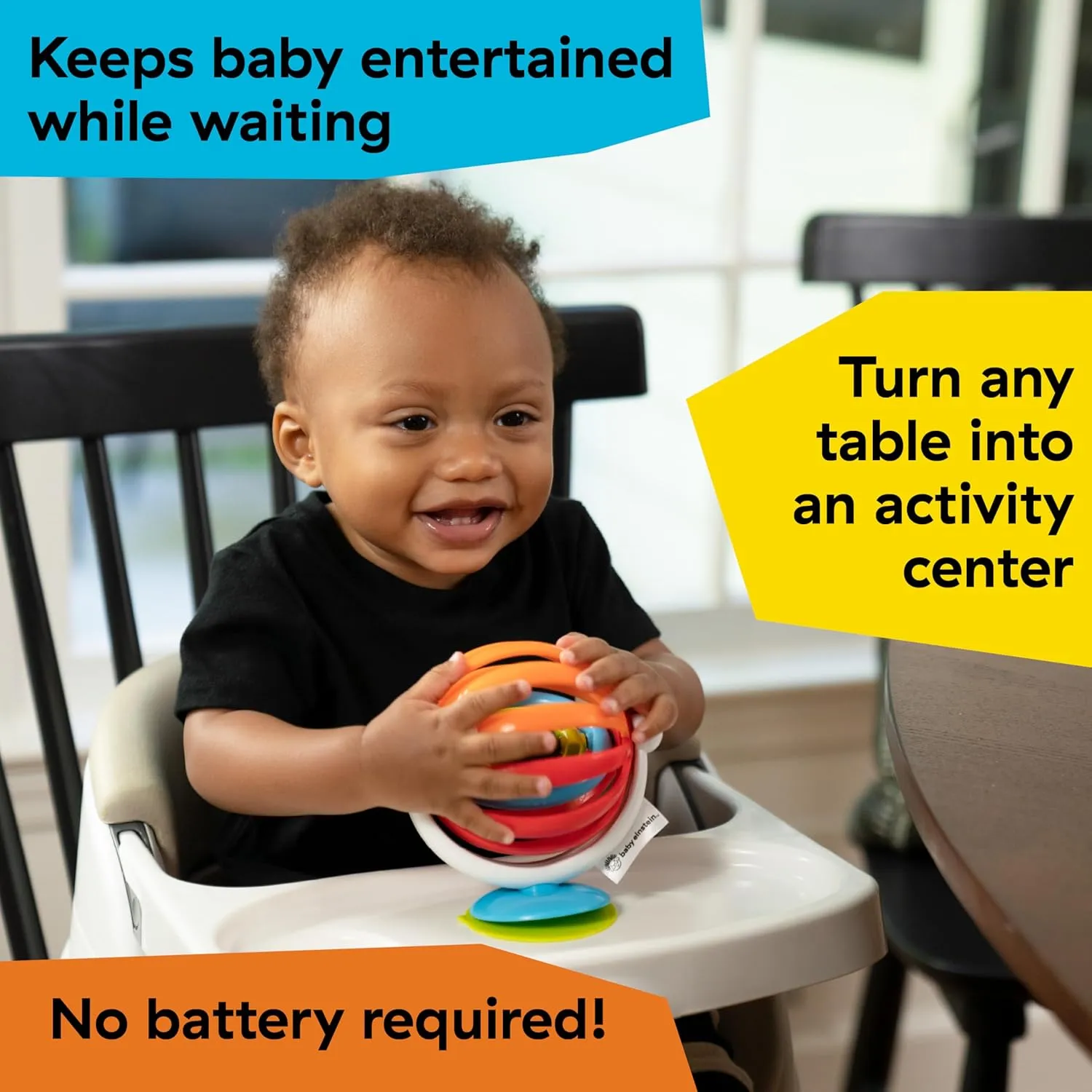 Baby Einstein Sticky Spinner BPA-free Suction Cup High Chair Activity Toy and Tray Toy for Early Development, 3mo 
