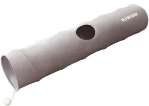 Cat Tunnel Pet Toy Scratch Resistant Foldable Interactive Toy with Ball for Ferrets Small Animals Running Training, Gray