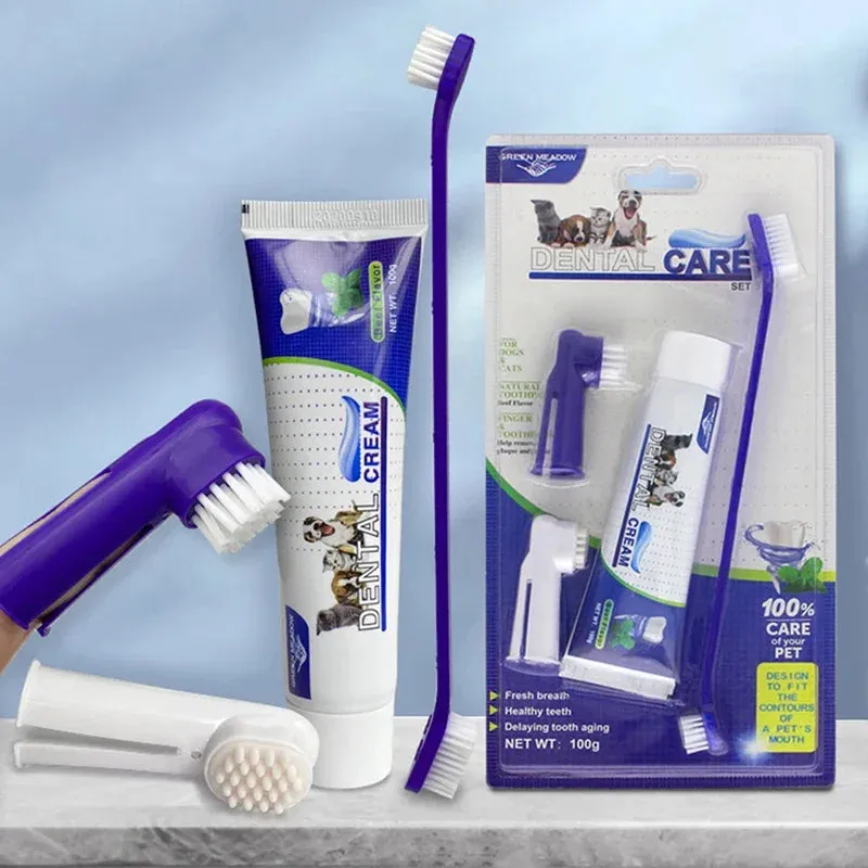 Complete Toothbrush and Toothpaste Set for Dogs & Cats