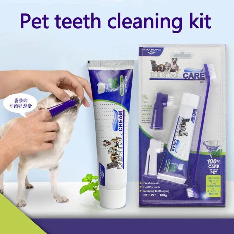 Complete Toothbrush and Toothpaste Set for Dogs & Cats