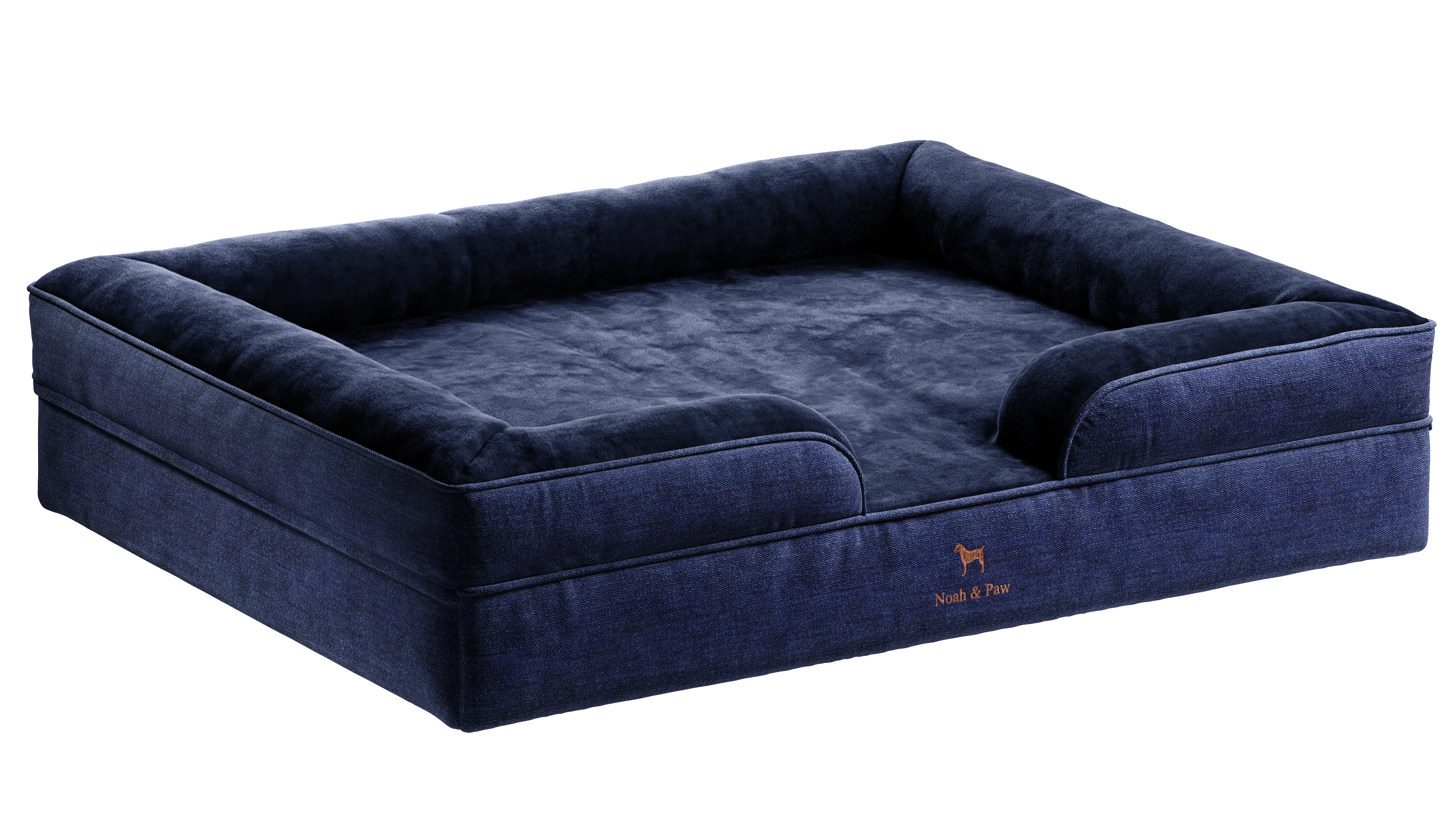 Denim Orthopedic Pet Bed, Memory Foam, Infused with Cooling Gel