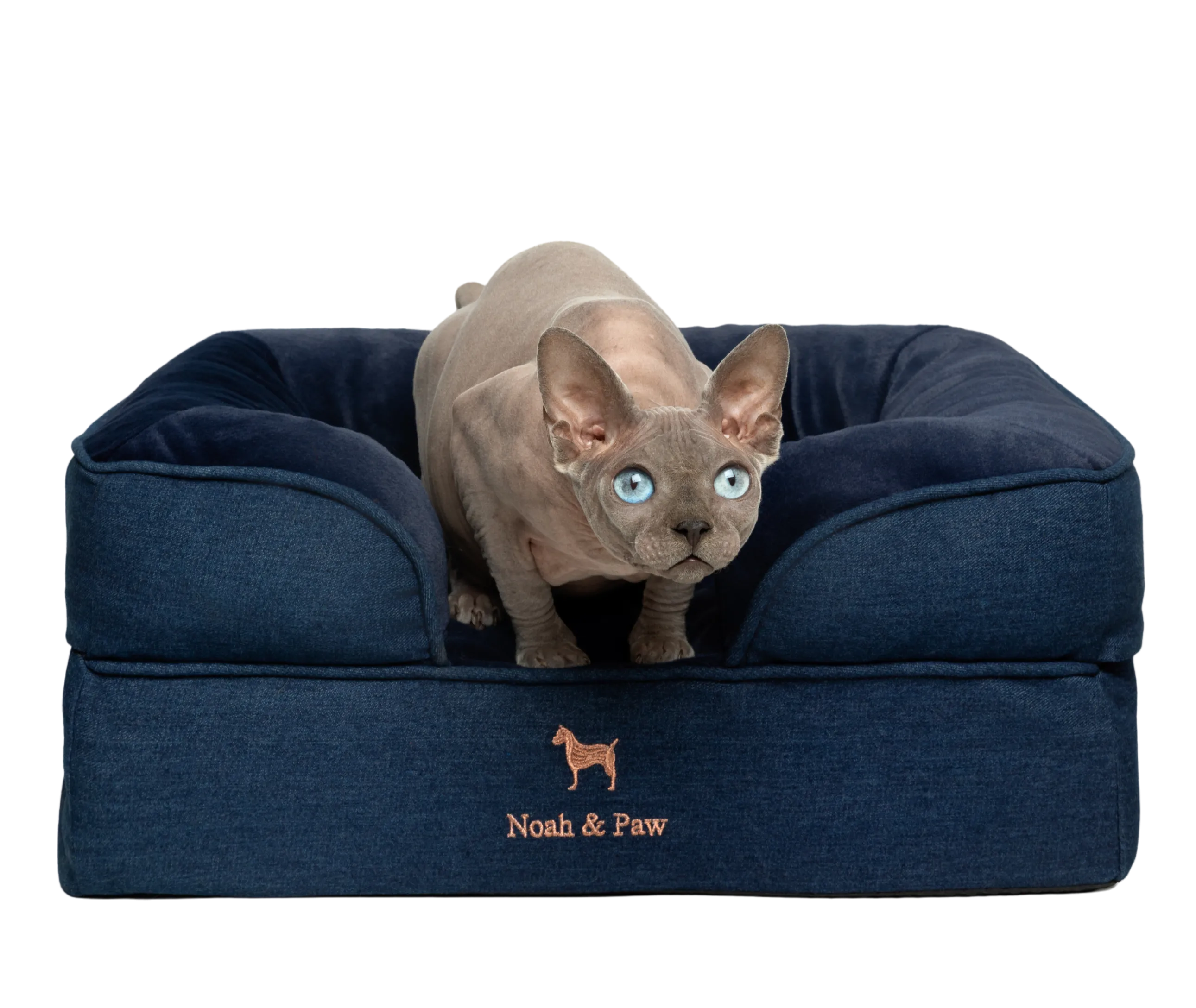 Denim Orthopedic Pet Bed, Memory Foam, Infused with Cooling Gel