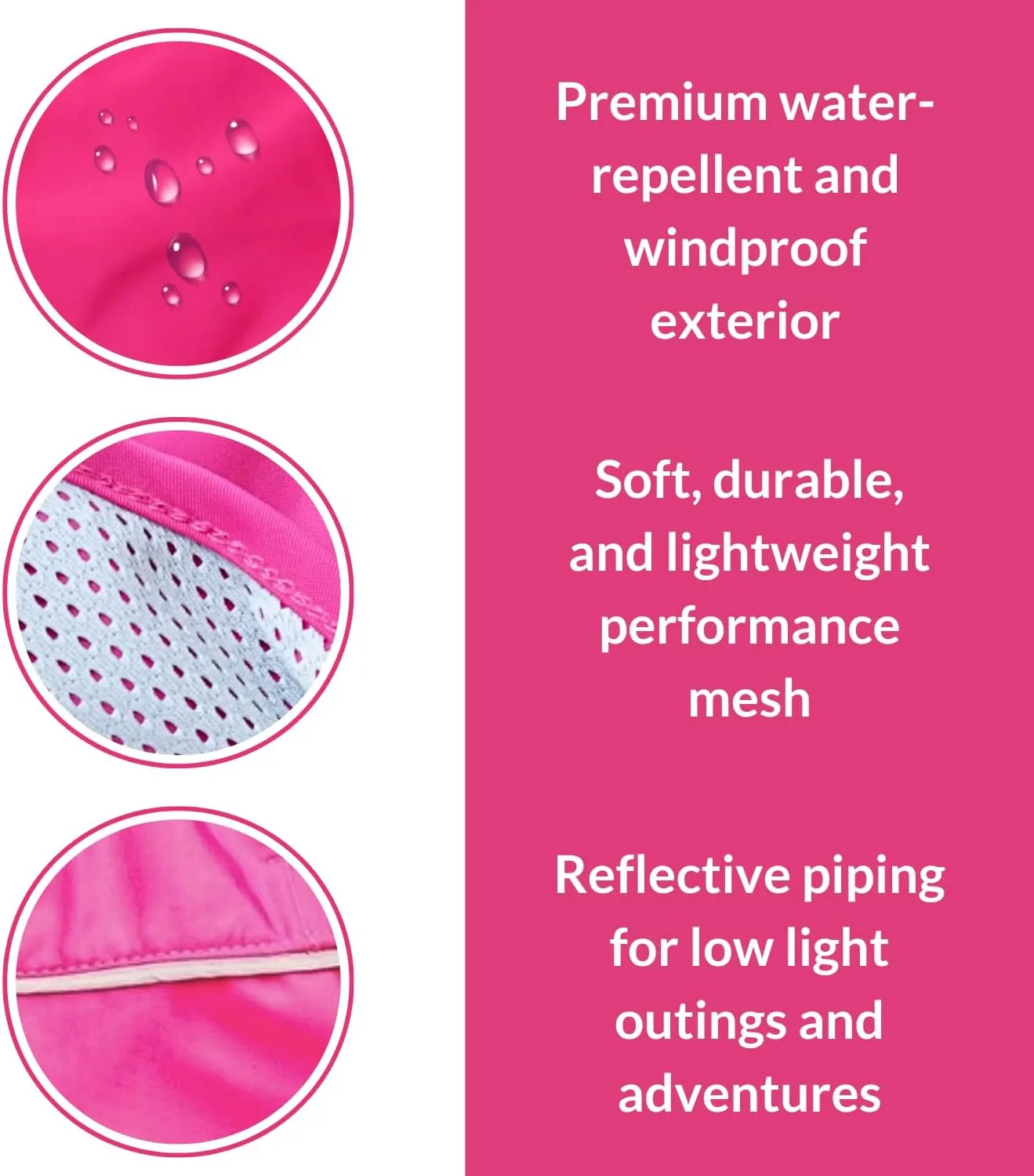 DJANGO City Slicker Waterproof Dog Raincoat and Lightweight Jacket for Long Dogs - Full Coverage Puppy Coat and Reflective Rain Slicker and Windbreaker - Adjustable with Harness Hole (Pink, Large)
