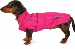 DJANGO City Slicker Waterproof Dog Raincoat and Lightweight Jacket for Long Dogs - Full Coverage Puppy Coat and Reflective Rain Slicker and Windbreaker - Adjustable with Harness Hole (Pink, Large)