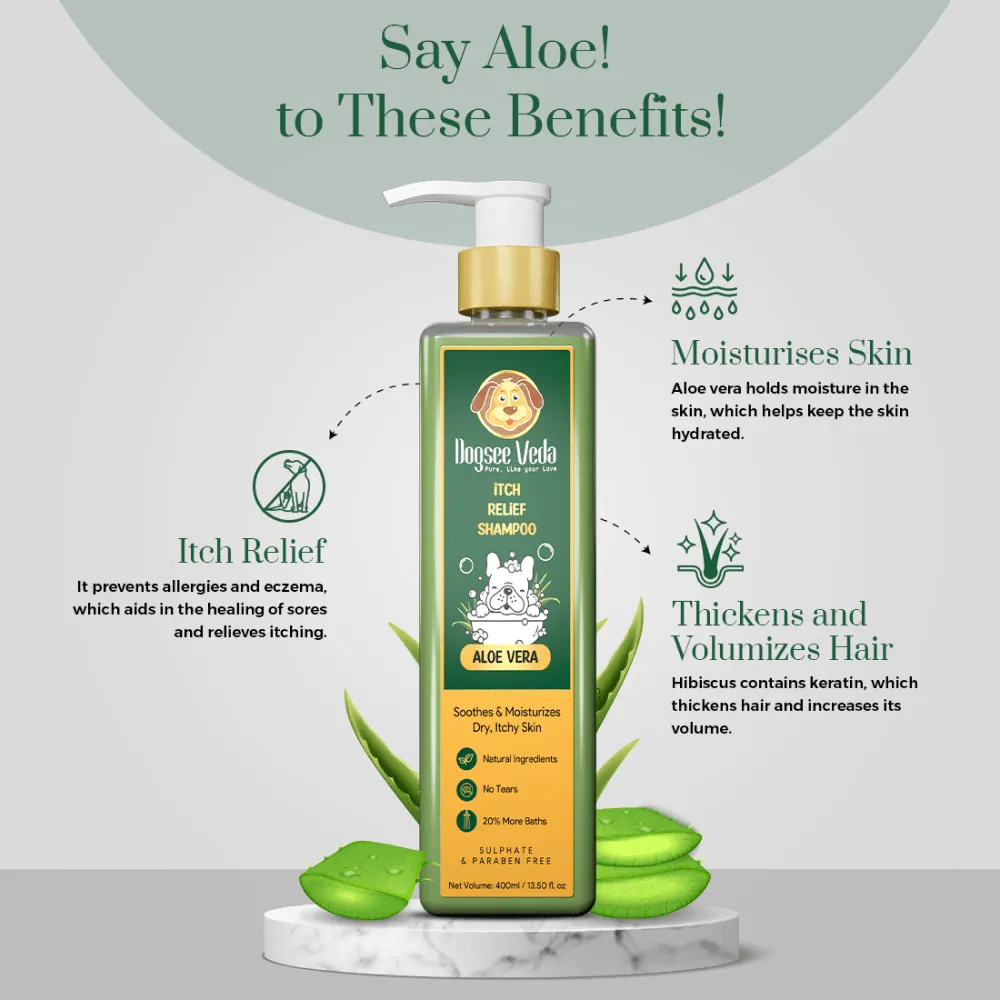 Dogsee Veda ITCH RELIEF Aloe Vera Shampoo for Dogs (400ml) (Limited Shelf Life)