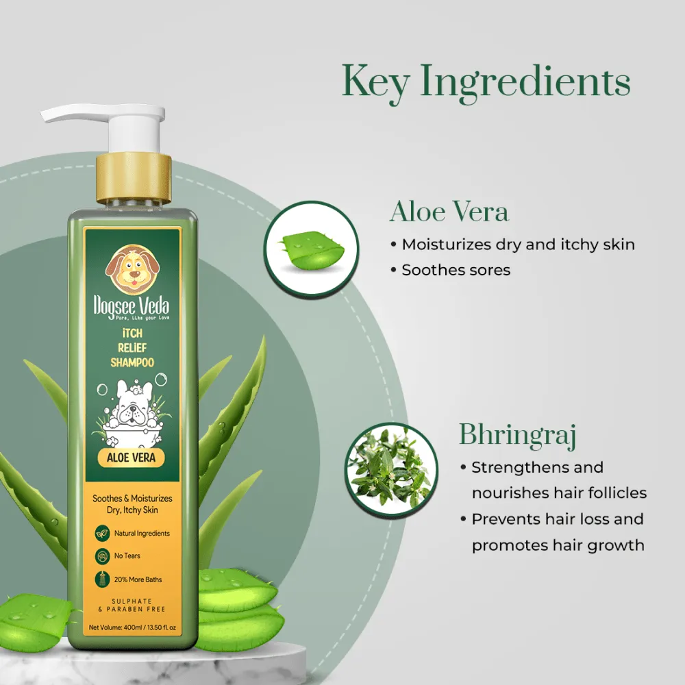 Dogsee Veda ITCH RELIEF Aloe Vera Shampoo for Dogs (400ml) (Limited Shelf Life)