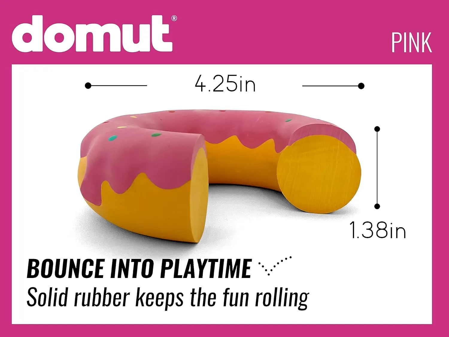 Donut Dog Toys - for Aggressive Chewers Durable Chew Toy Rubber For Large & Medium Dogs, Tough Heavy Duty Birthday Gift (1 x Pink)
