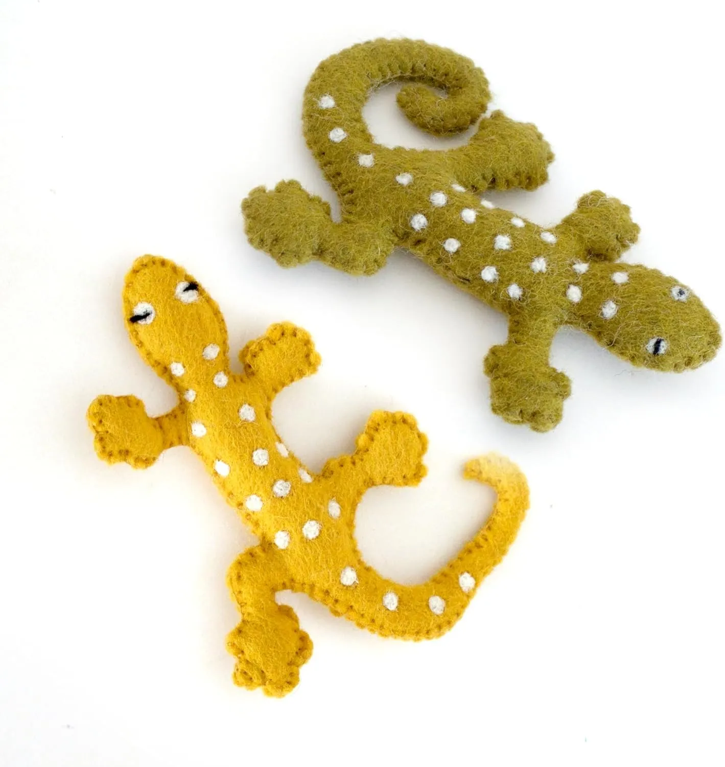 Glaciart One Felt Lizard Cat Toy  2 Pcs | Soft Fuzzy Enrichment 100% Natural Wool - Interactive Catnip Play Cat Toy Set - Safe for Pets, Non-AZO Colored Dyes