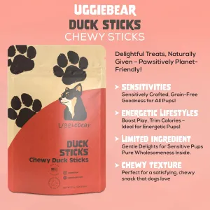 Grain Free Dog Treats, All Natural, Made in The USA, Duck Chewy Jerky Sticks, Soft & Chewy, Low Calorie Healthy, 100% Recycled Packaging