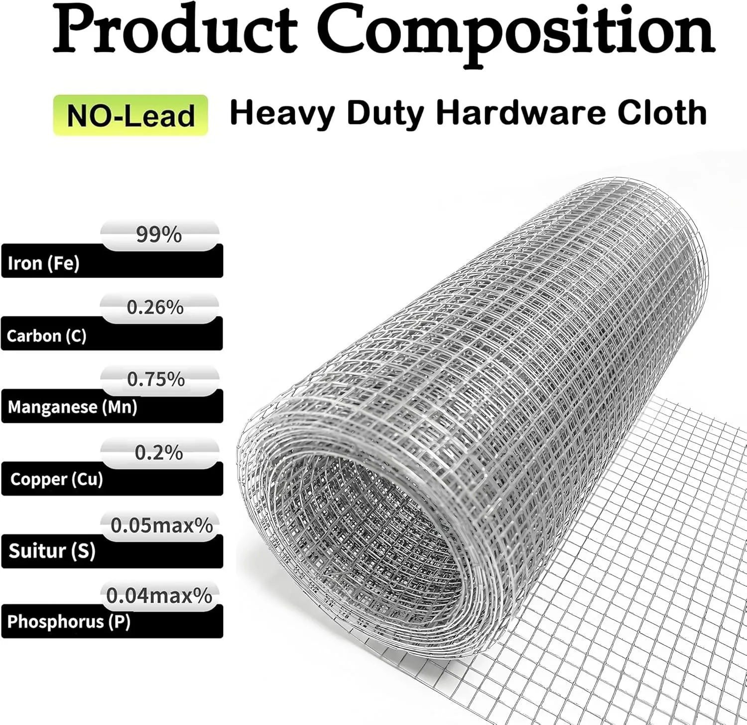 Hardware Cloth 1/4 inch 16IN x10FT Galvanized After Welding 23 Gauge,Chicken Wire Mesh Screen Fence, Heavy Duty Wire Mesh Roll for Chicken Pen/Coop Fences, Garden Fences,Poultry Netting Cage
