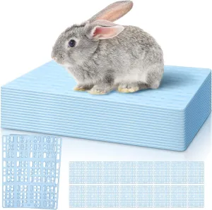 Haull 16 Pcs Plastic Rabbit Cage Mat, Small Animal Feet Pad Resting Pads for PET Hamster Rat Chinchilla Guinea Pig, Bunny Cage Mat 13.3 x 9.6 Inch(Sky Blue)
