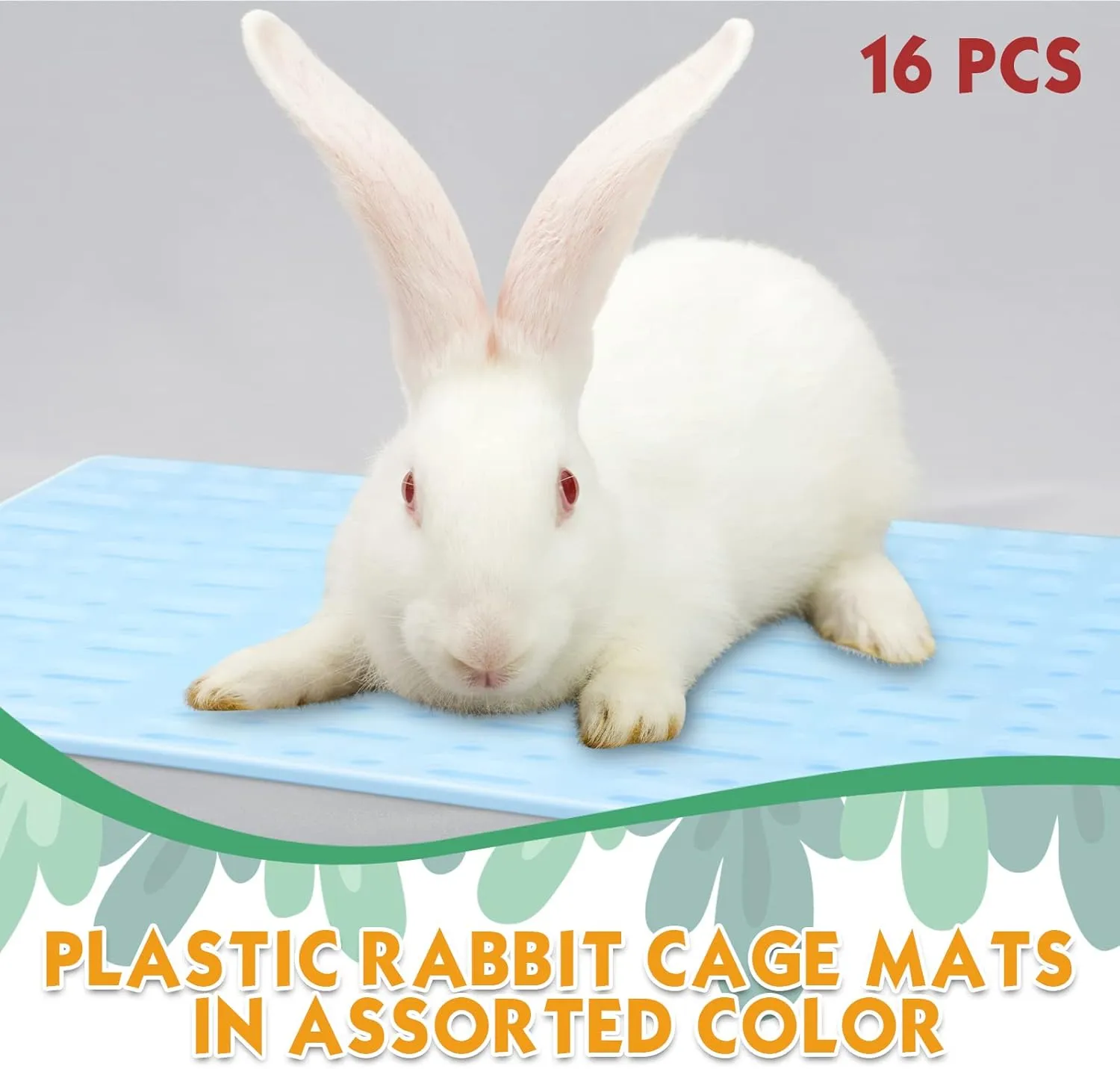 Haull 16 Pcs Plastic Rabbit Cage Mat, Small Animal Feet Pad Resting Pads for PET Hamster Rat Chinchilla Guinea Pig, Bunny Cage Mat 13.3 x 9.6 Inch(Sky Blue)