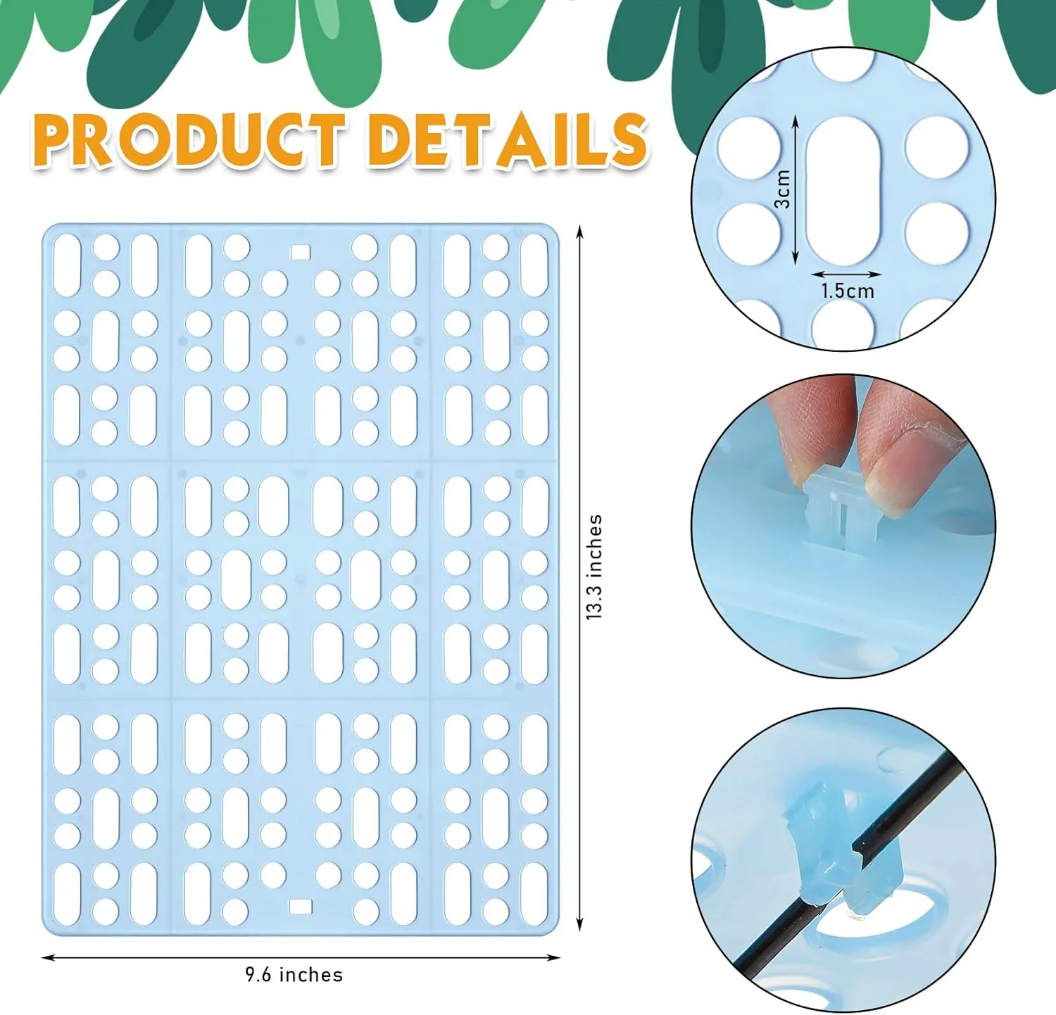 Haull 16 Pcs Plastic Rabbit Cage Mat, Small Animal Feet Pad Resting Pads for PET Hamster Rat Chinchilla Guinea Pig, Bunny Cage Mat 13.3 x 9.6 Inch(Sky Blue)