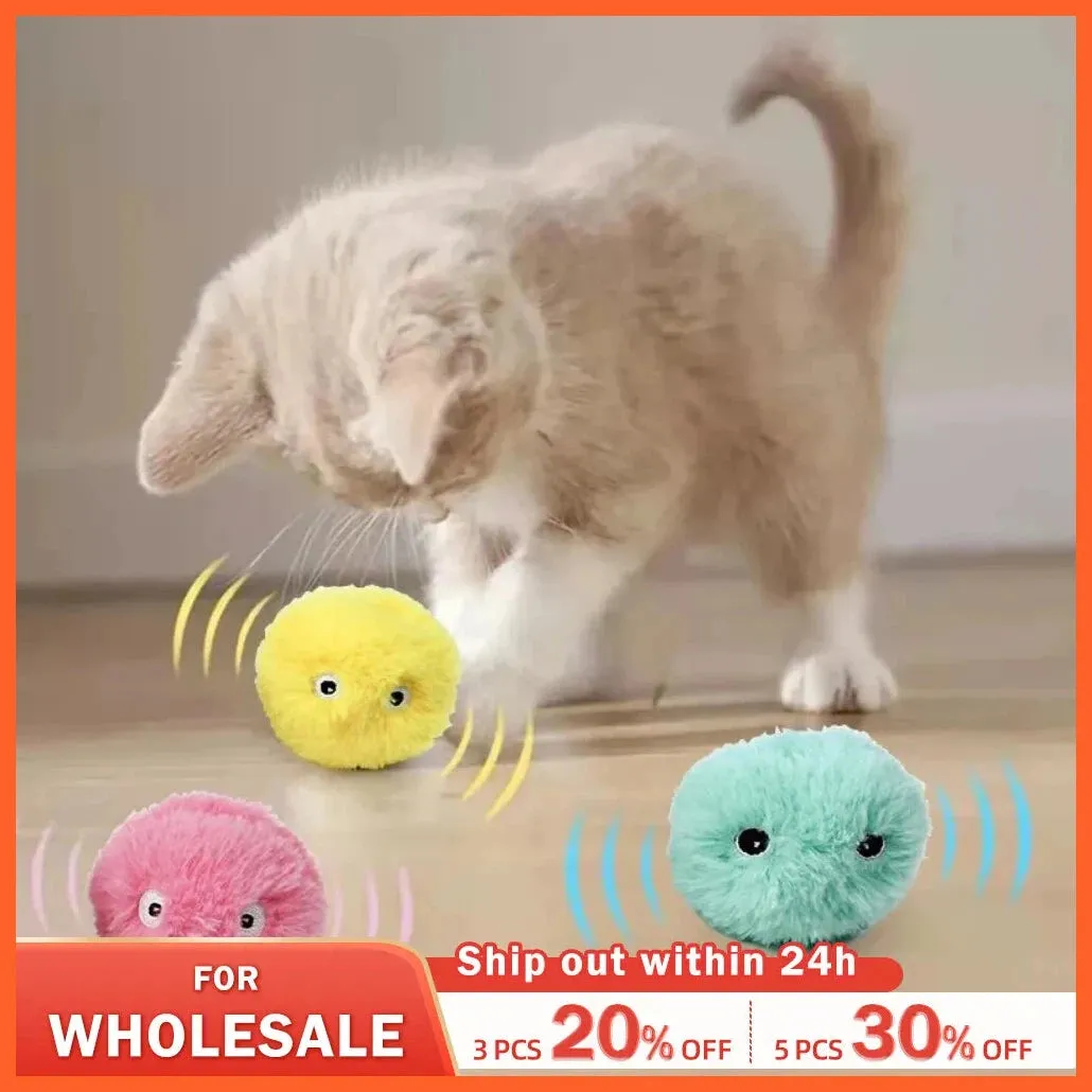 Interactive Ball Smart Cat Toys Plush Electric Catnip Training Toy Kitten Touch Sounding Pet Product Squeak Toy Ball