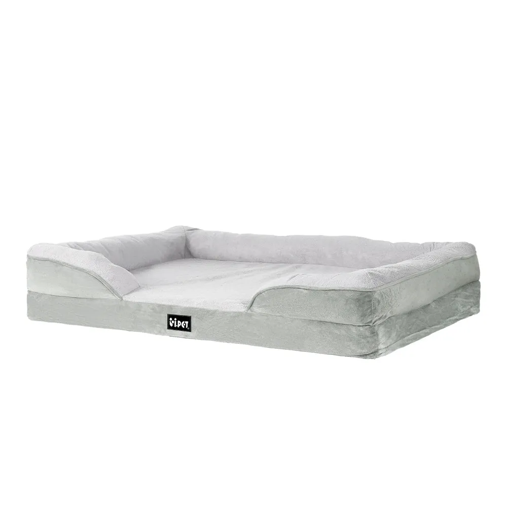 LARGE Dog Beds Pet Calming Soft Cushion Egg Crate Sofa Washable Removable - Grey