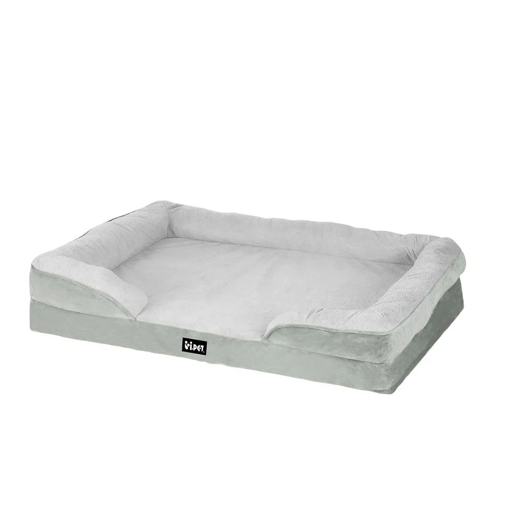 LARGE Dog Beds Pet Calming Soft Cushion Egg Crate Sofa Washable Removable - Grey