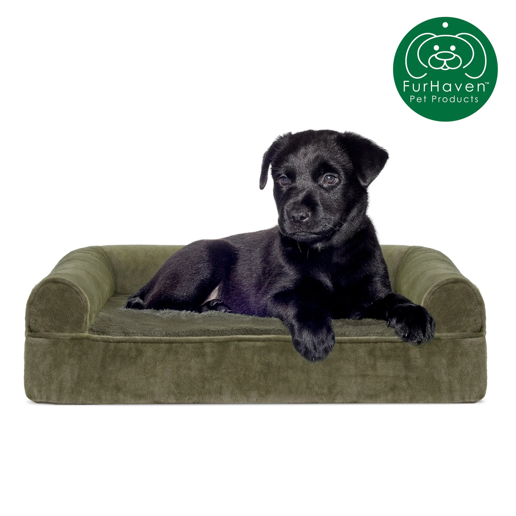 Memory Foam Faux Fur & Velvet Couch Sofa-Style Pet Bed