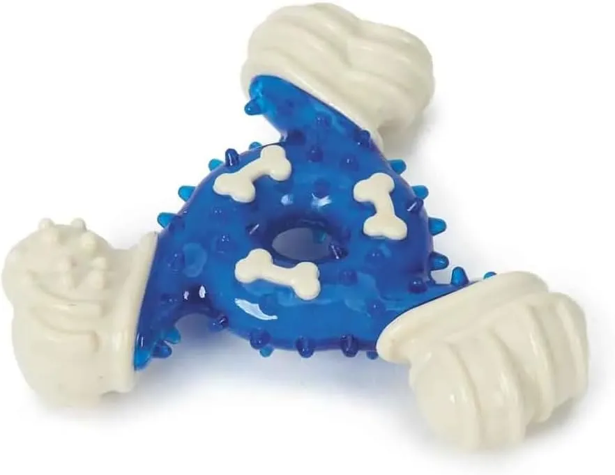 MPP 4.5 Inch Mighty Triangle Dog Toy Tough Chew Durable Rubber Unique Texture Bounce (Green)