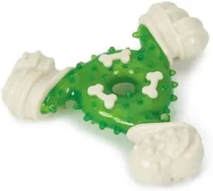 MPP 4.5 Inch Mighty Triangle Dog Toy Tough Chew Durable Rubber Unique Texture Bounce (Green)