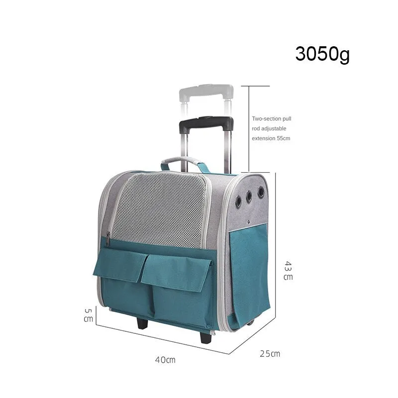 Outdoor Portable Breathable Cat Dog Carrier with wheels