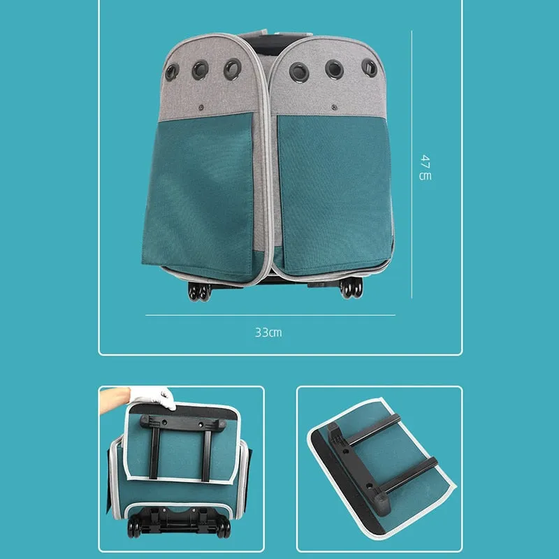 Outdoor Portable Breathable Cat Dog Carrier with wheels