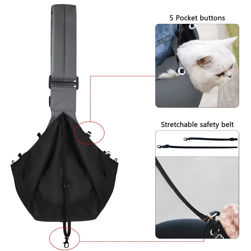Pet Dog Sling Carrier Bag Outdoor Portable Shoulder Messenger Bag Cat Walking Bag for Puppy Kitten Nylon Pets Handbag