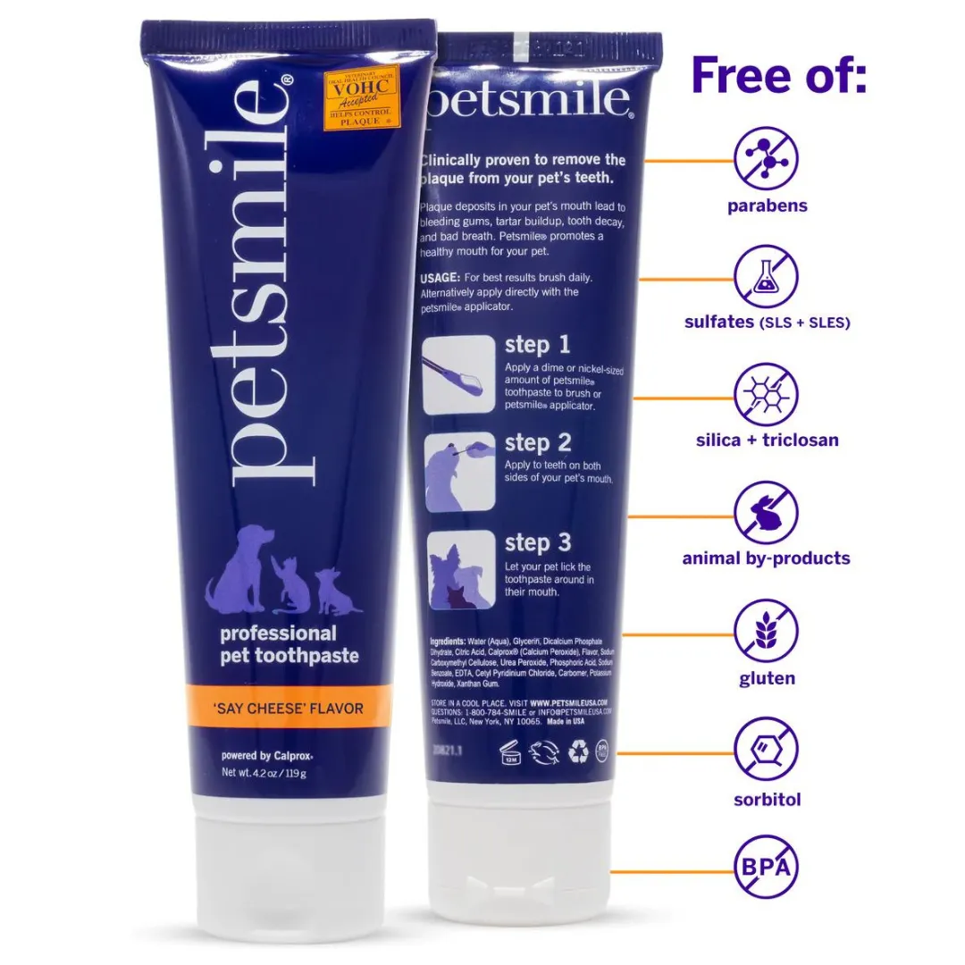 PetSmile Say Cheese Flavour Professional Pet Toothpaste & Professional Pet Toothbrush Set
