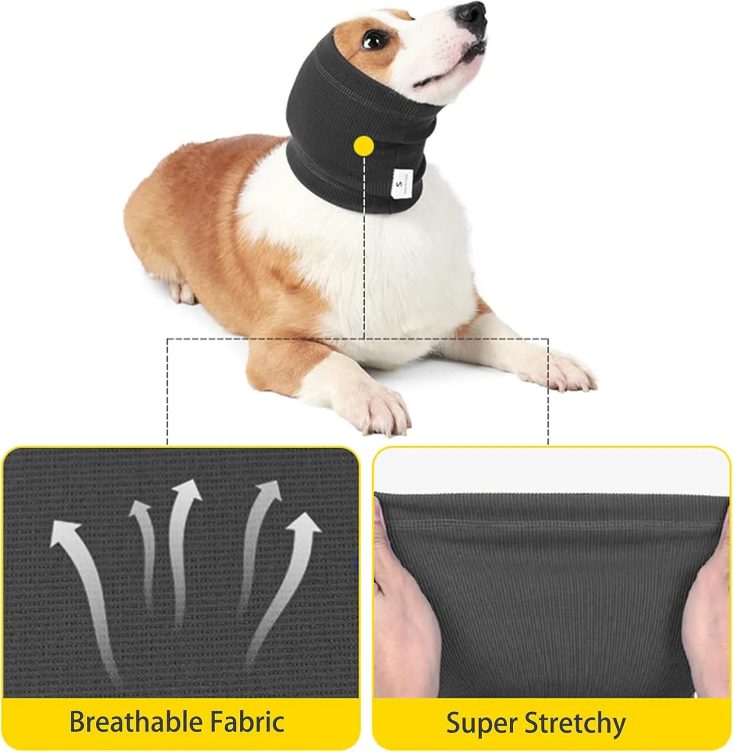 PUMYPOREITY Dog Ear Cover for Anxiety Relief, Calming Hoodie Noise Canceling for Grooming and Force Drying, Headband for Dog Hematoma, Pet Thunderstorms Ear Protection
