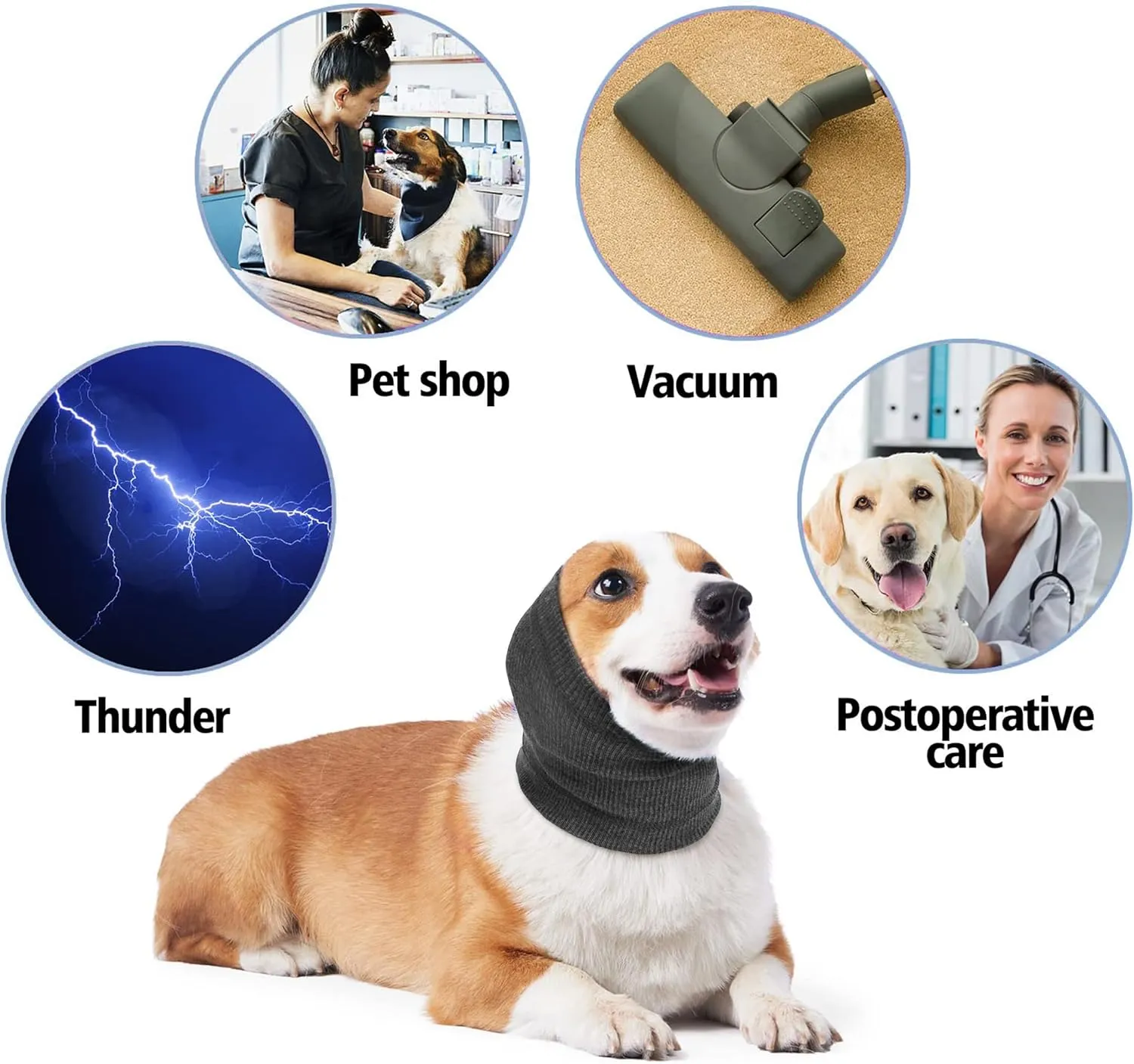 PUMYPOREITY Dog Ear Cover for Anxiety Relief, Calming Hoodie Noise Canceling for Grooming and Force Drying, Headband for Dog Hematoma, Pet Thunderstorms Ear Protection