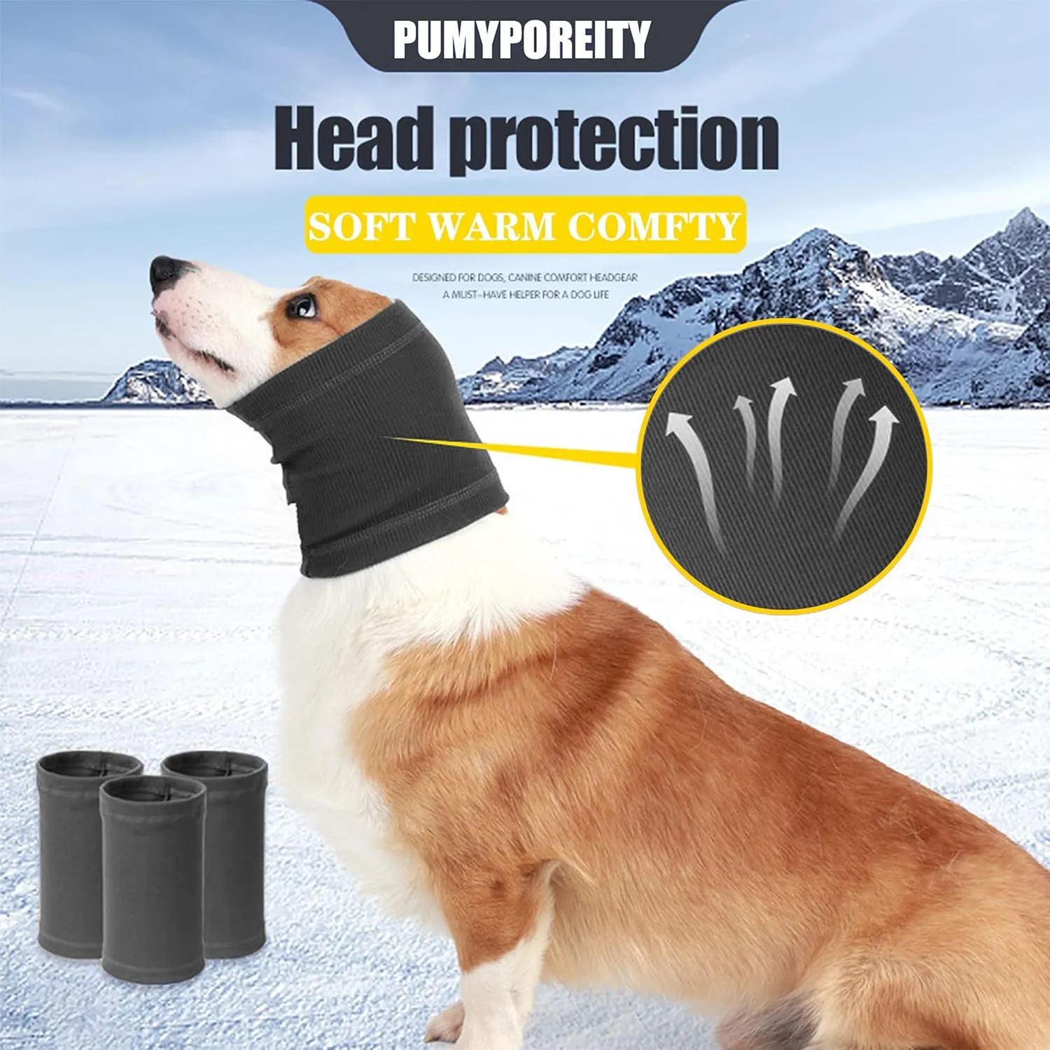PUMYPOREITY Dog Ear Cover for Anxiety Relief, Calming Hoodie Noise Canceling for Grooming and Force Drying, Headband for Dog Hematoma, Pet Thunderstorms Ear Protection