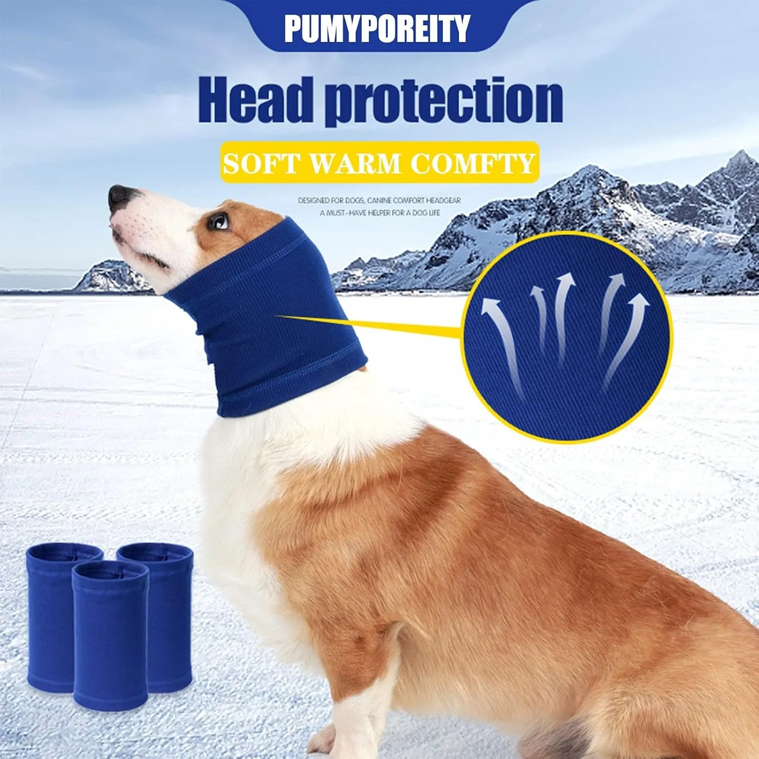 PUMYPOREITY Dog Ear Cover for Anxiety Relief, Calming Hoodie Noise Canceling for Grooming and Force Drying, Headband for Dog Hematoma, Pet Thunderstorms Ear Protection