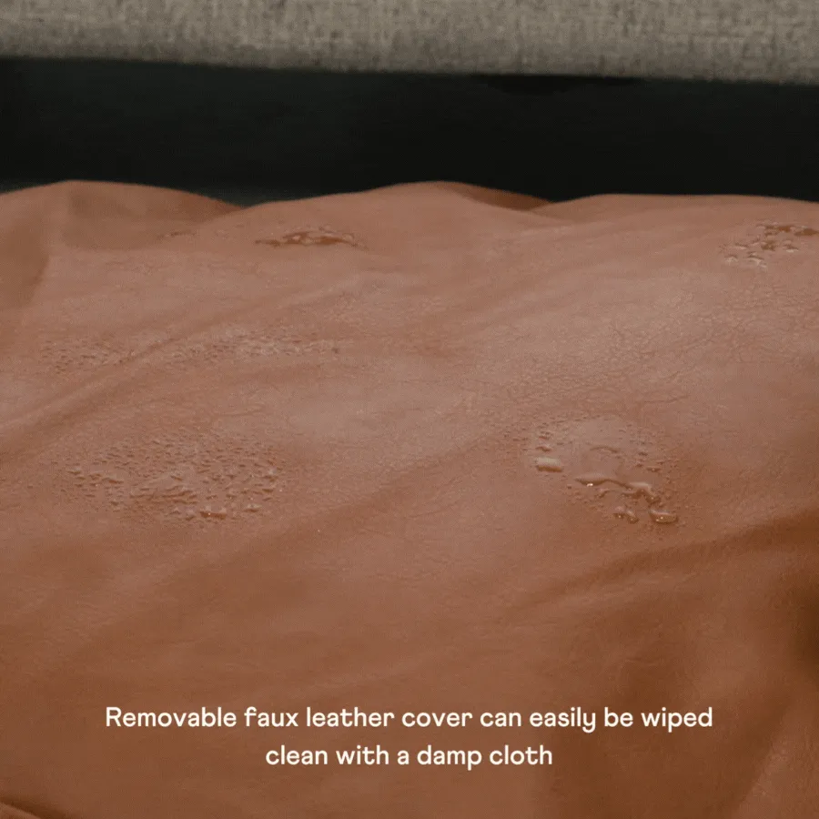 PupCloud™ Faux Leather Memory Foam Dog Bed - Bourbon
