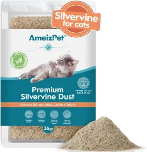 Silvervine Dust for Cats, Catnip Alternative for Training & Play, Cat & Kitten Behaviour Dust 35g (0.08 Oz)