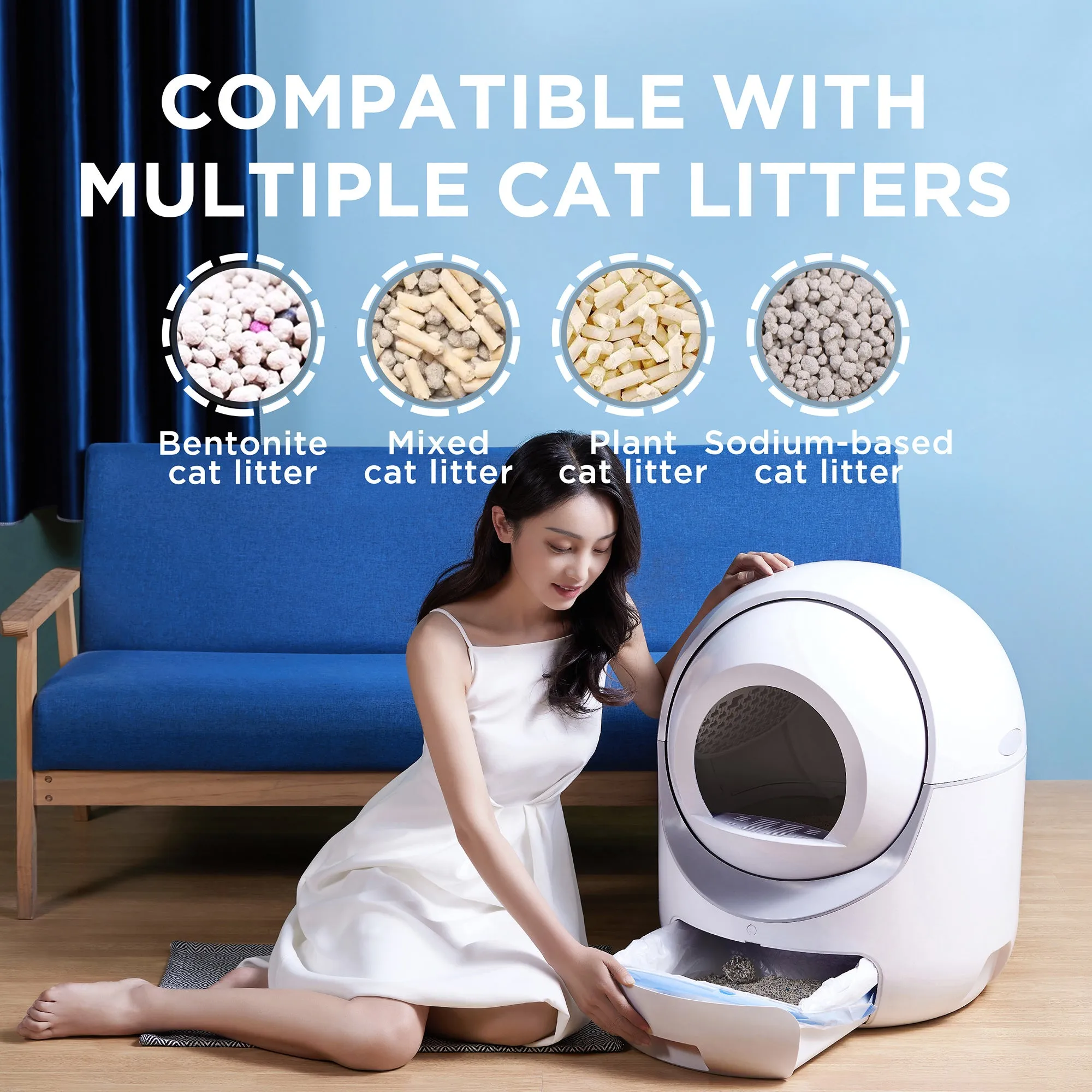 Smart App control Self-Cleaning Automatic Litter Box for Multiple Cats