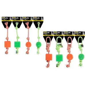 Smart Choice Rubber Ball/Cube & Rope Tug Dog Toy