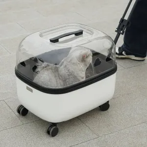 Transparent Pet Stroller – Spacious Travel Suitcase for Cats & Dogs | Portable Pet Carrier with Trolley Design