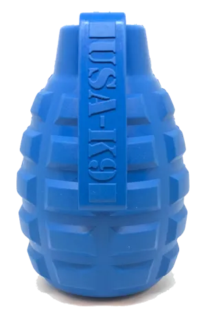 USA-K9 Grenade Durable Rubber Chew Toy & Treat Dispenser - blue