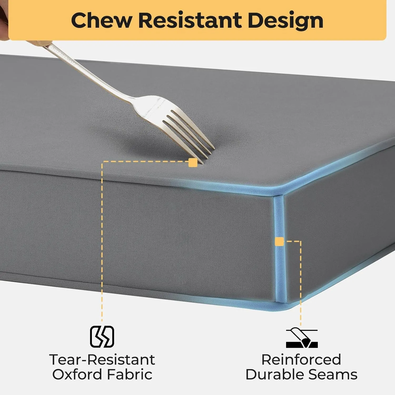 Veehoo Chew Proof Dog Bed for Crate - Durable XXL With Hidden Zipper, Outdoor Waterproof, Removable Washable Cover, Memory Foam for Large Dogs