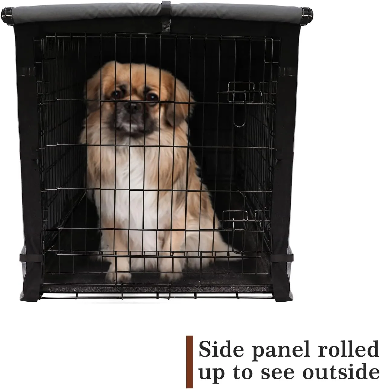 yotache 30" Double Door Dog Crate Cover - 600D Waterproof Polyester Privacy Kennel Cover with Anti-Slip Straps | Machine-Washable Pet Cage Accessories for Indoor/Outdoor (Gray, Crate Not Included)