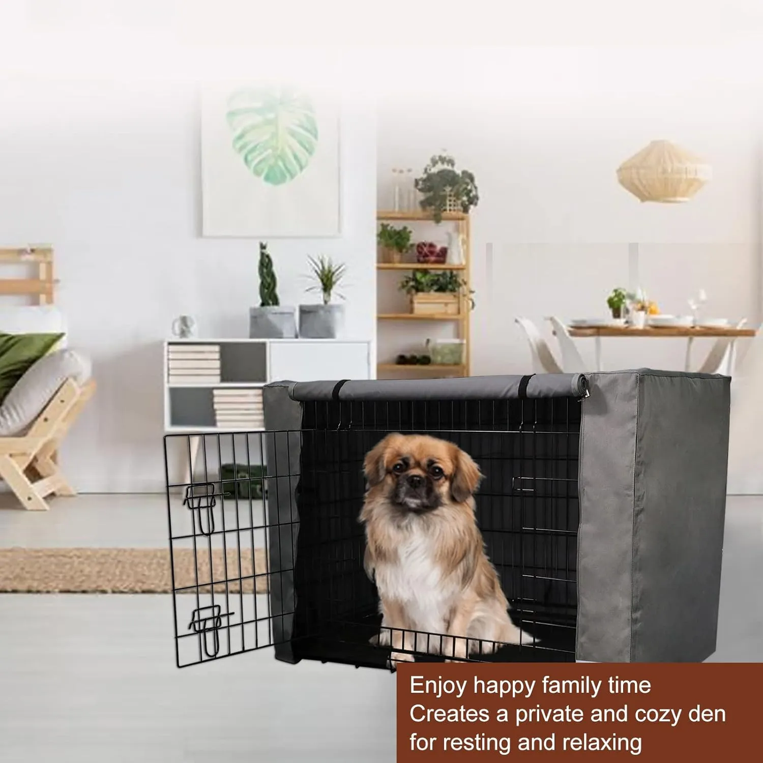 yotache 30" Double Door Dog Crate Cover - 600D Waterproof Polyester Privacy Kennel Cover with Anti-Slip Straps | Machine-Washable Pet Cage Accessories for Indoor/Outdoor (Gray, Crate Not Included)